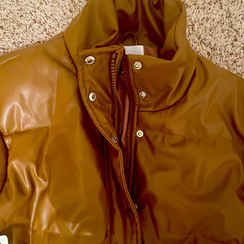 Faux leather puffer jacket